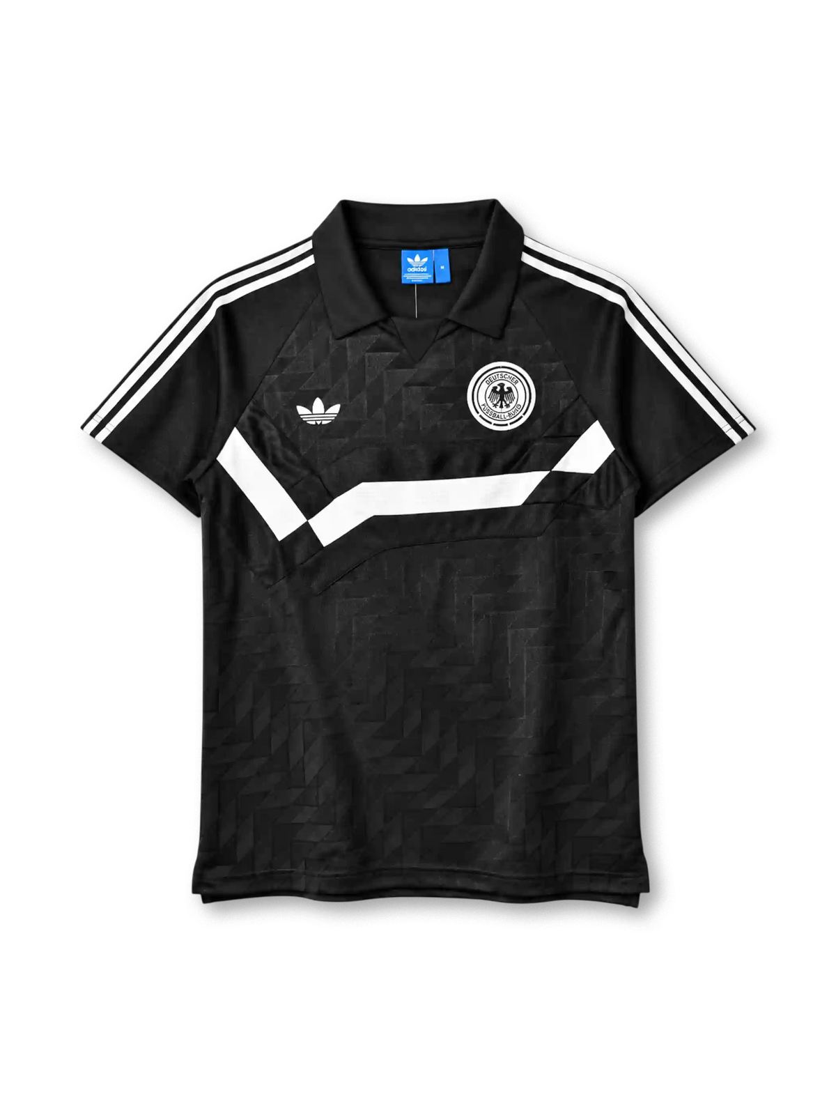 West Germany 1988-90 away jersey in black with white chevron and DFB eagle crest