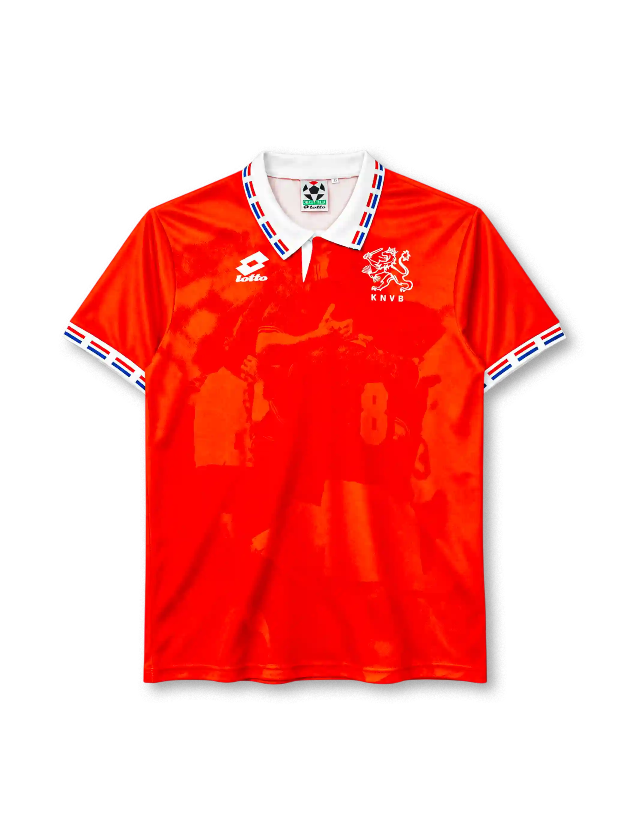 Netherlands 1996 home jersey in orange with tonal print and KNVB lion crest