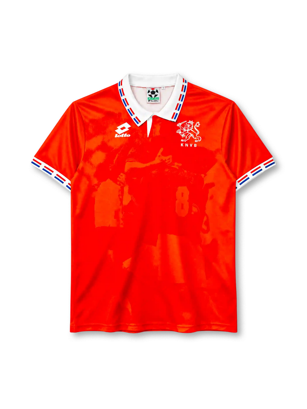 Netherlands 1996 home jersey in orange with tonal print and KNVB lion crest