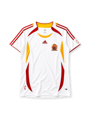 Spain 2006 away jersey in white with red and gold panels and Spanish federation crest