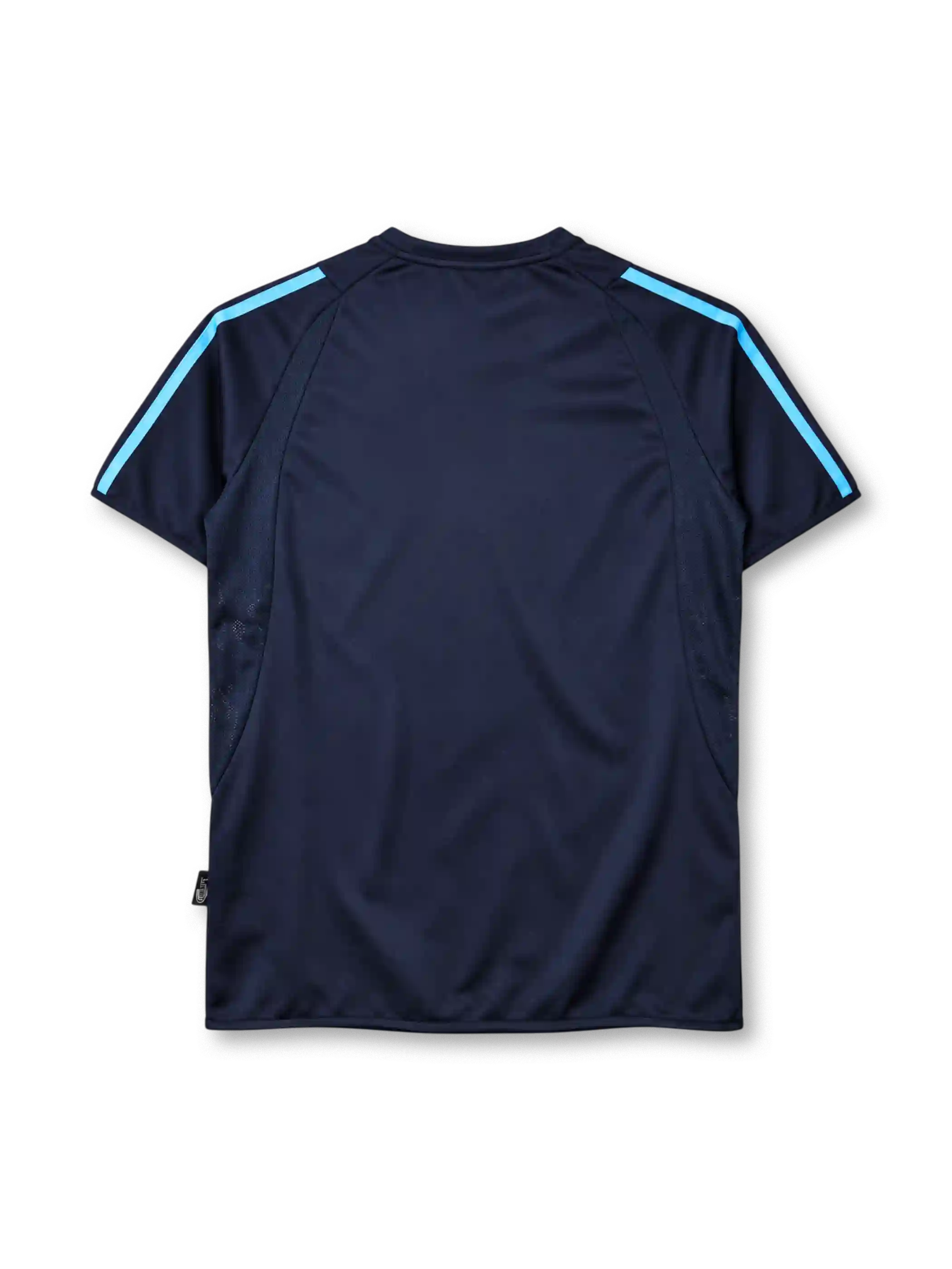 Real Madrid 2003-04 away jersey in navy with Siemens Mobile sponsor and light blue stripes