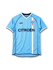 Celta Vigo 2001-02 home jersey in sky blue with Citroen sponsor and central white stripe