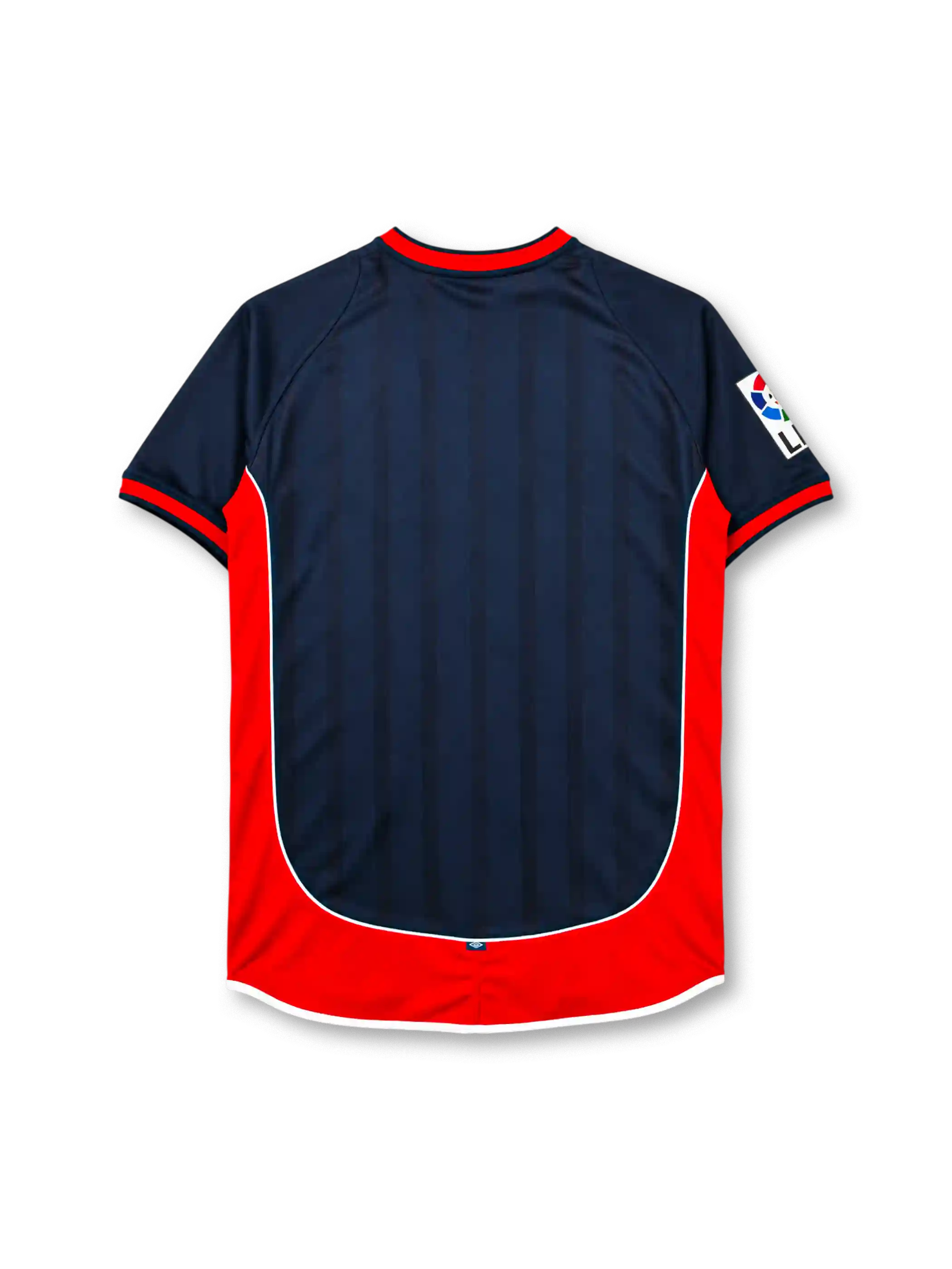 Celta Vigo 2001-02 away jersey in navy with Citroen sponsor and red side panels