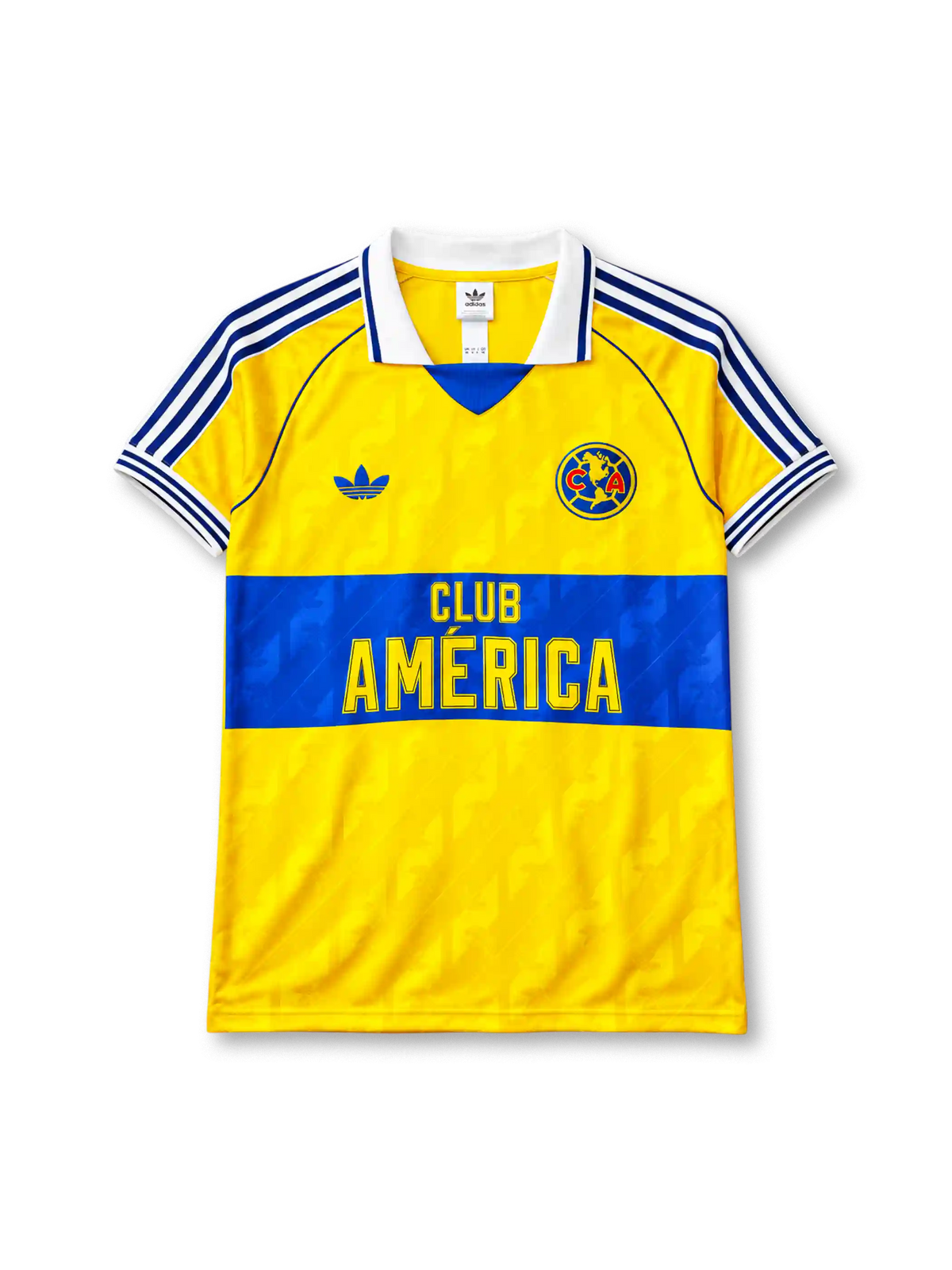 Club America anniversary home jersey in yellow and blue with CA eagle crest