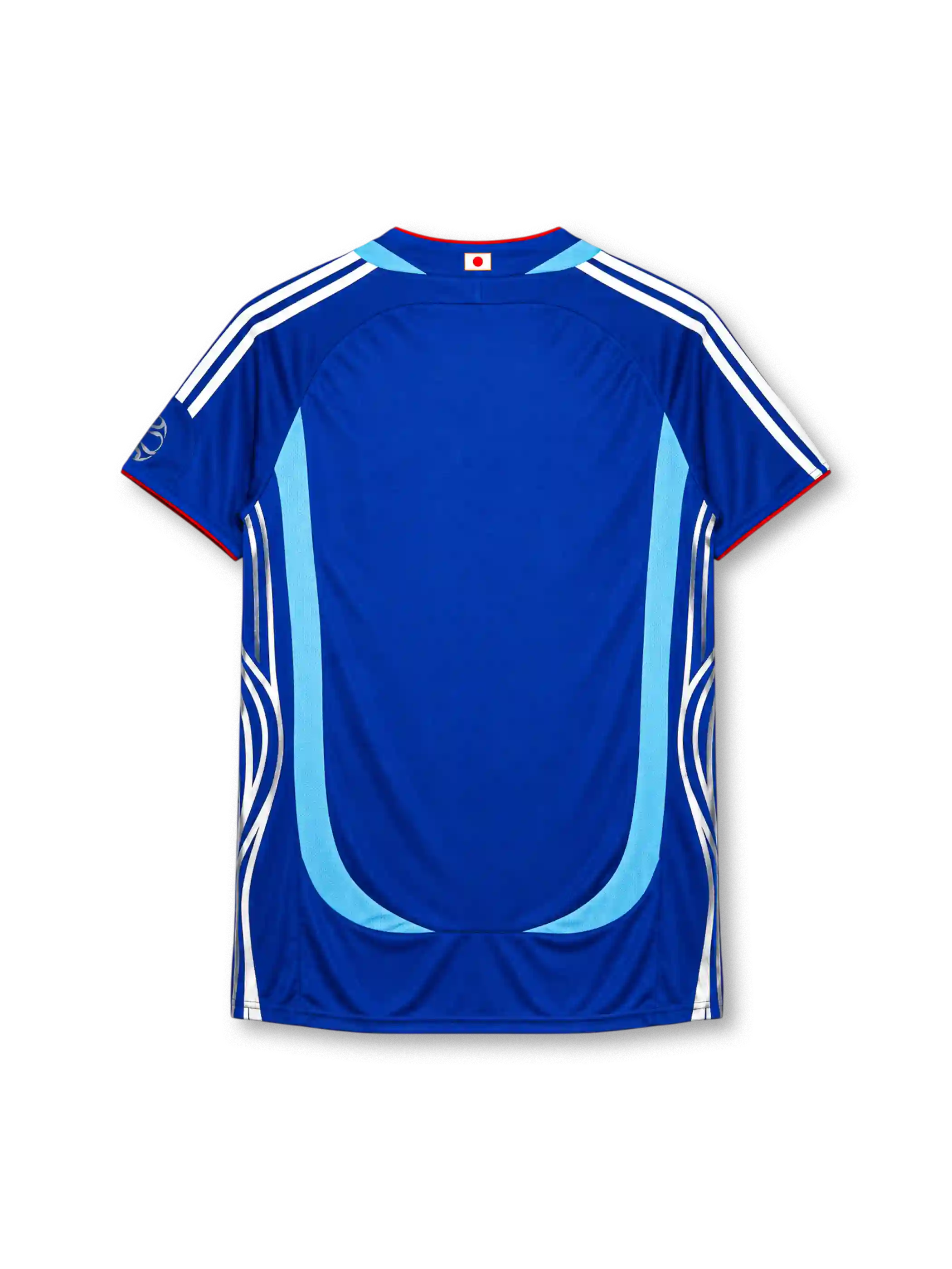 Japan 2006-07 home jersey in blue with flame graphics and JFA crest