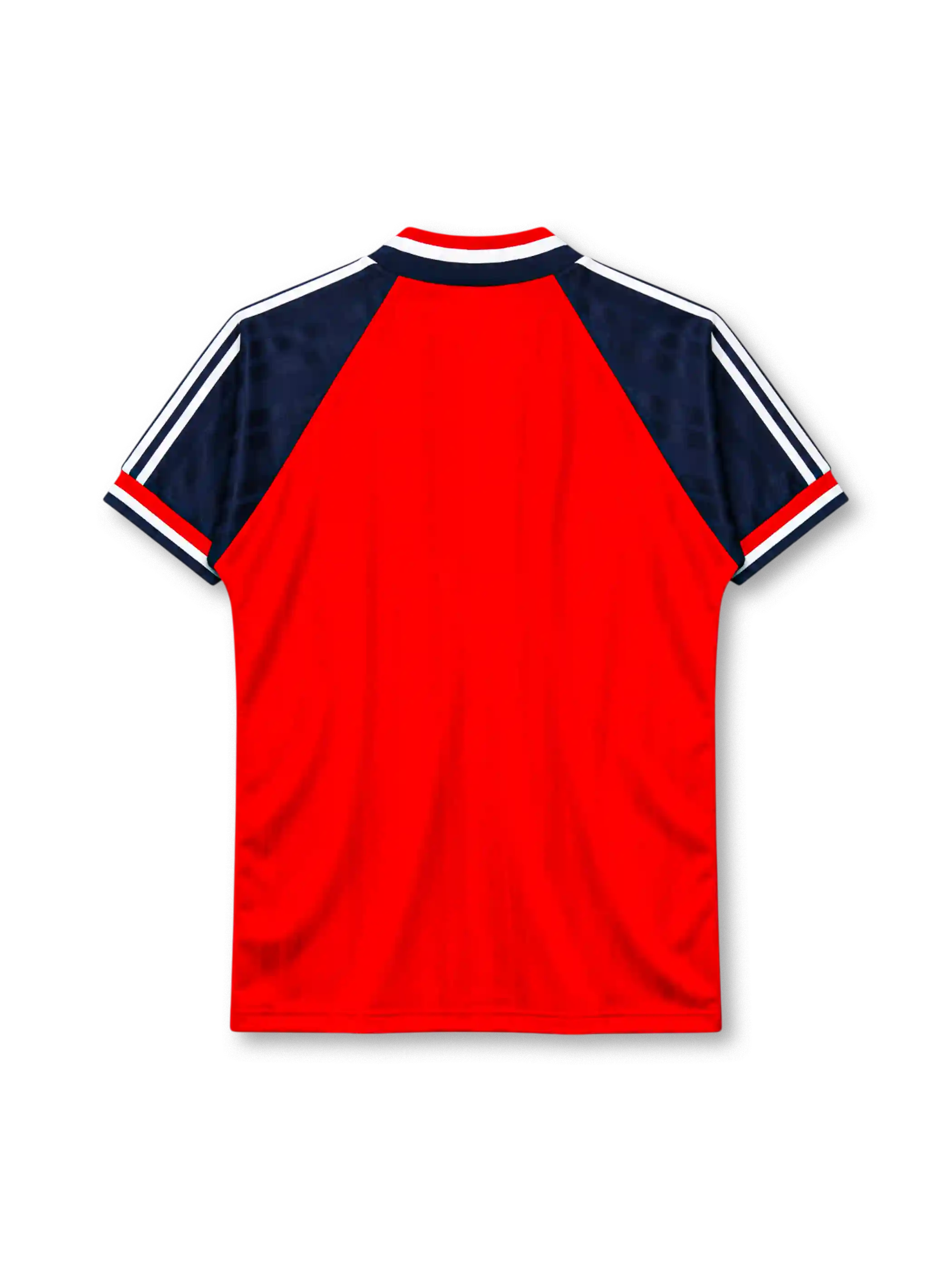 Norway 1994-95 home jersey in red with navy sleeves and white chevron accents