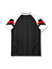 Arsenal 1992-94 away jersey in black with JVC sponsor and white chevron sleeves