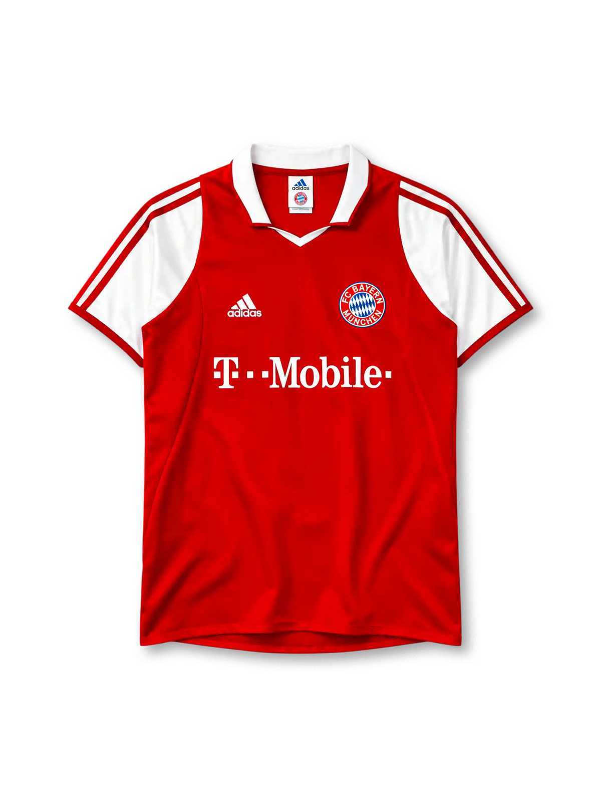 Bayern Munich 2003-04 home jersey in red with T-Mobile sponsor and white sleeves