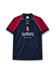 West Ham United 1999 home jersey in navy and claret with Iron Maiden branding