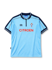 Celta Vigo 1999-00 home jersey in sky blue with Citroen sponsor and zip collar