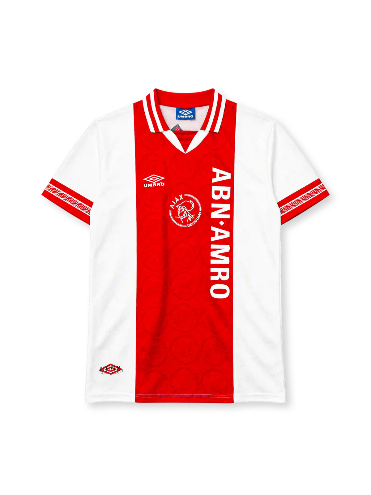 Ajax 1994-95 home jersey with red center stripe and ABN AMRO sponsor