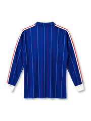 France 1980-82 long-sleeve home jersey in blue with pinstripes and FFF rooster crest