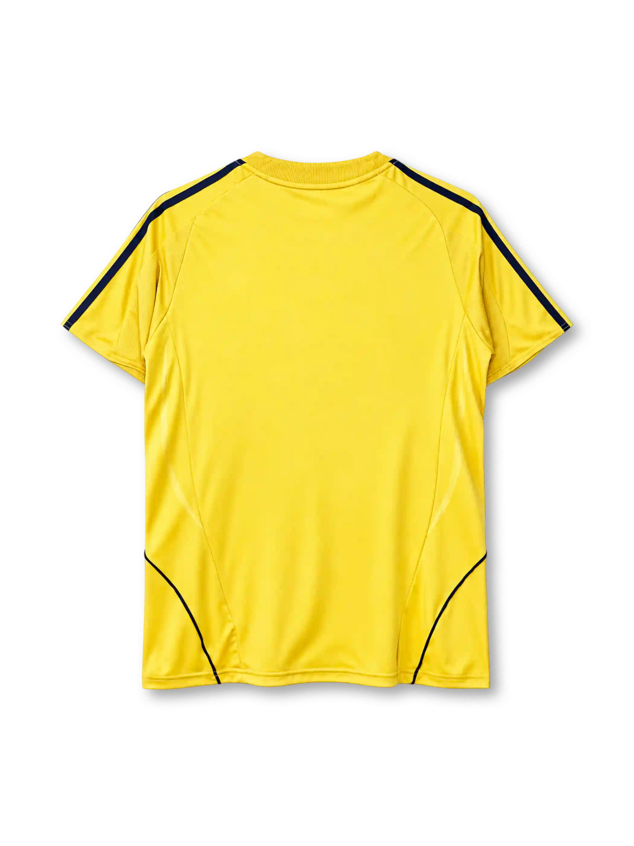 Spain 2008 away jersey in yellow with navy trim and Spanish federation crest