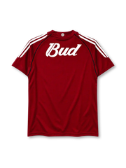 River Plate 2005-06 away jersey in red black and white stripes with Budweiser sponsor