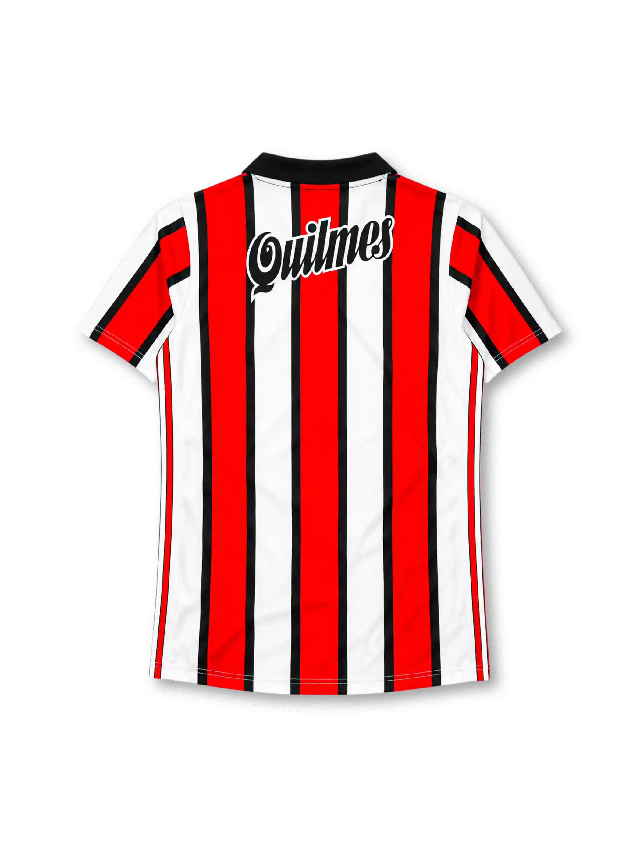River Plate 1999-00 away jersey in red black and white stripes with Quilmes sponsor