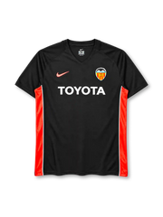 Valencia CF 2006-07 away jersey in black with Toyota sponsor and orange side panels