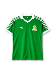 Mexico 1986 home jersey in green with white collar and FMF federation crest