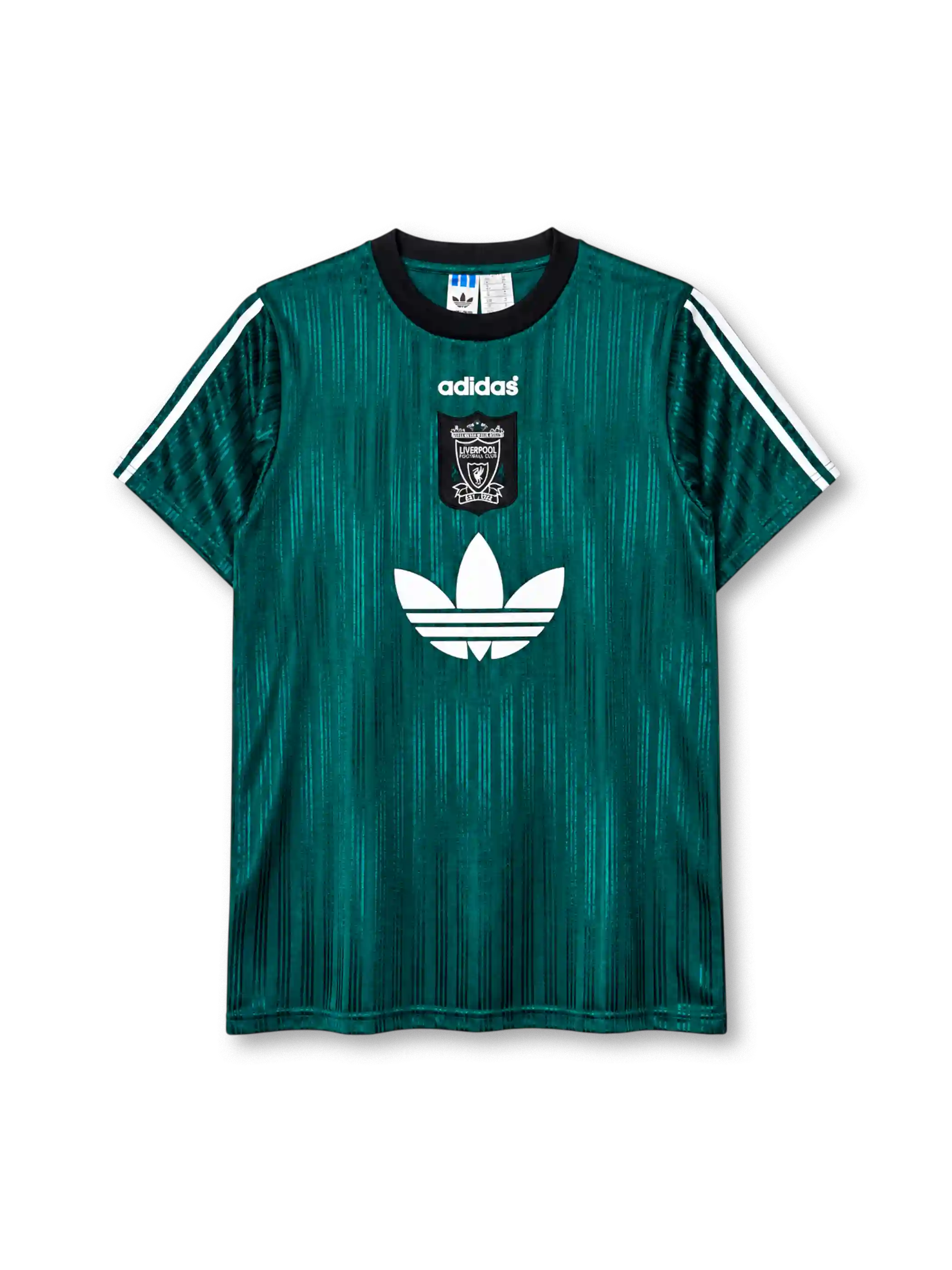 Liverpool adidas Bringback T-shirt in teal green with trefoil logo and heritage crest