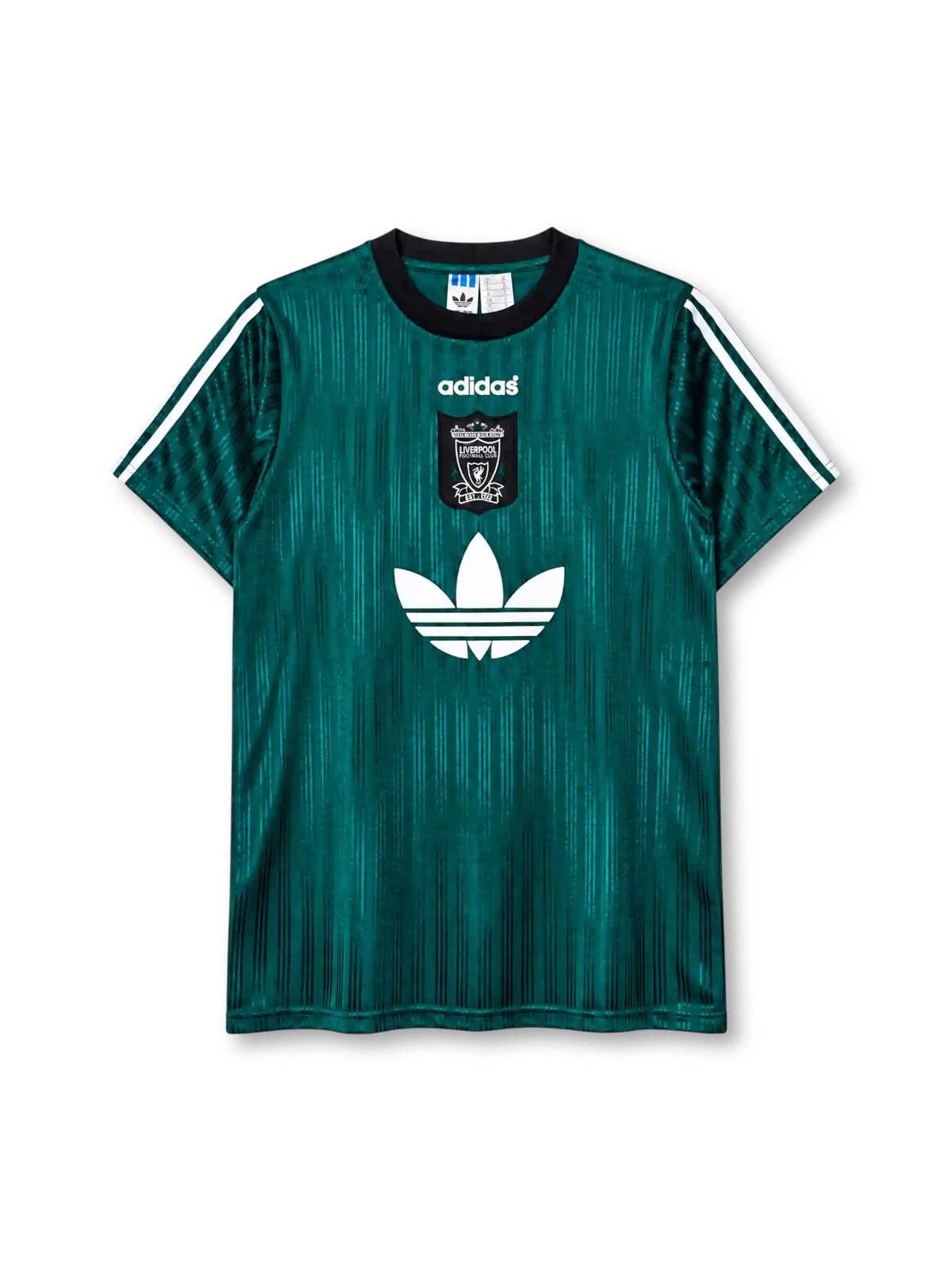 Liverpool adidas Bringback T-shirt in teal green with trefoil logo and heritage crest