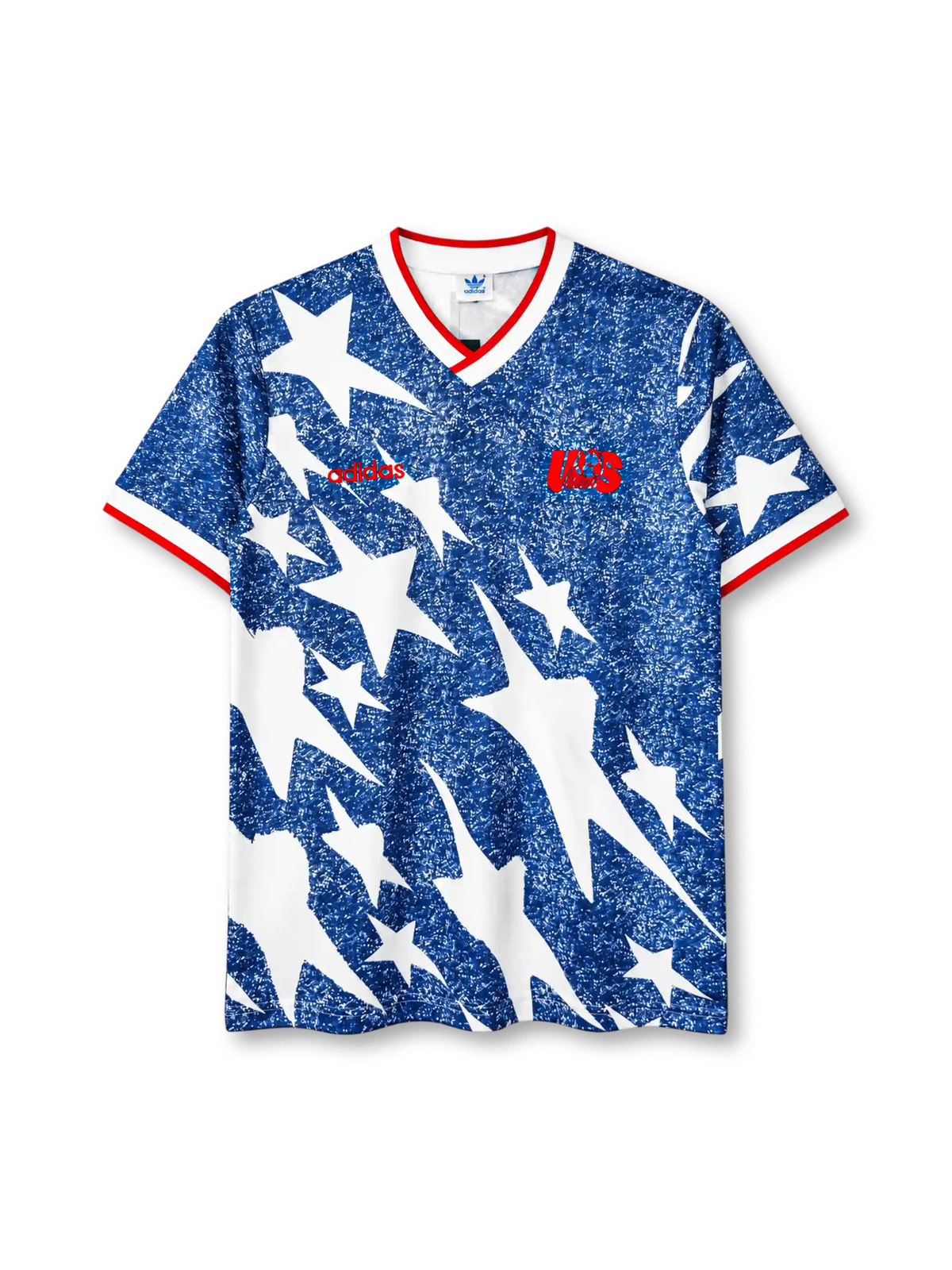 USA 1994 away jersey in blue denim pattern with white stars and red trim