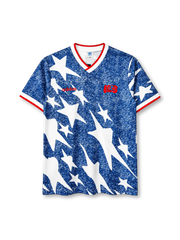 USA 1994 away jersey in blue denim pattern with white stars and red trim