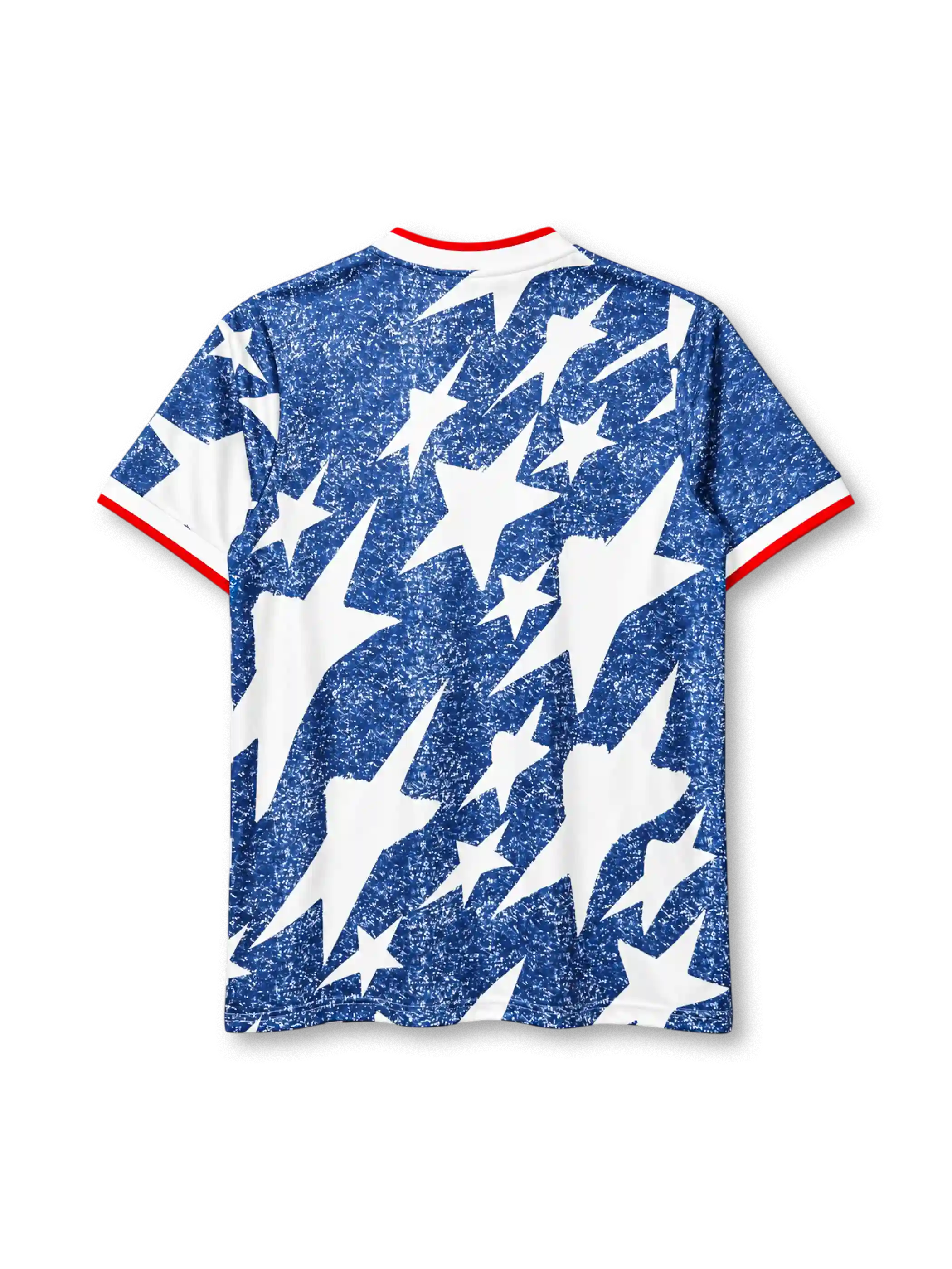 USA 1994 away jersey in blue denim pattern with white stars and red trim