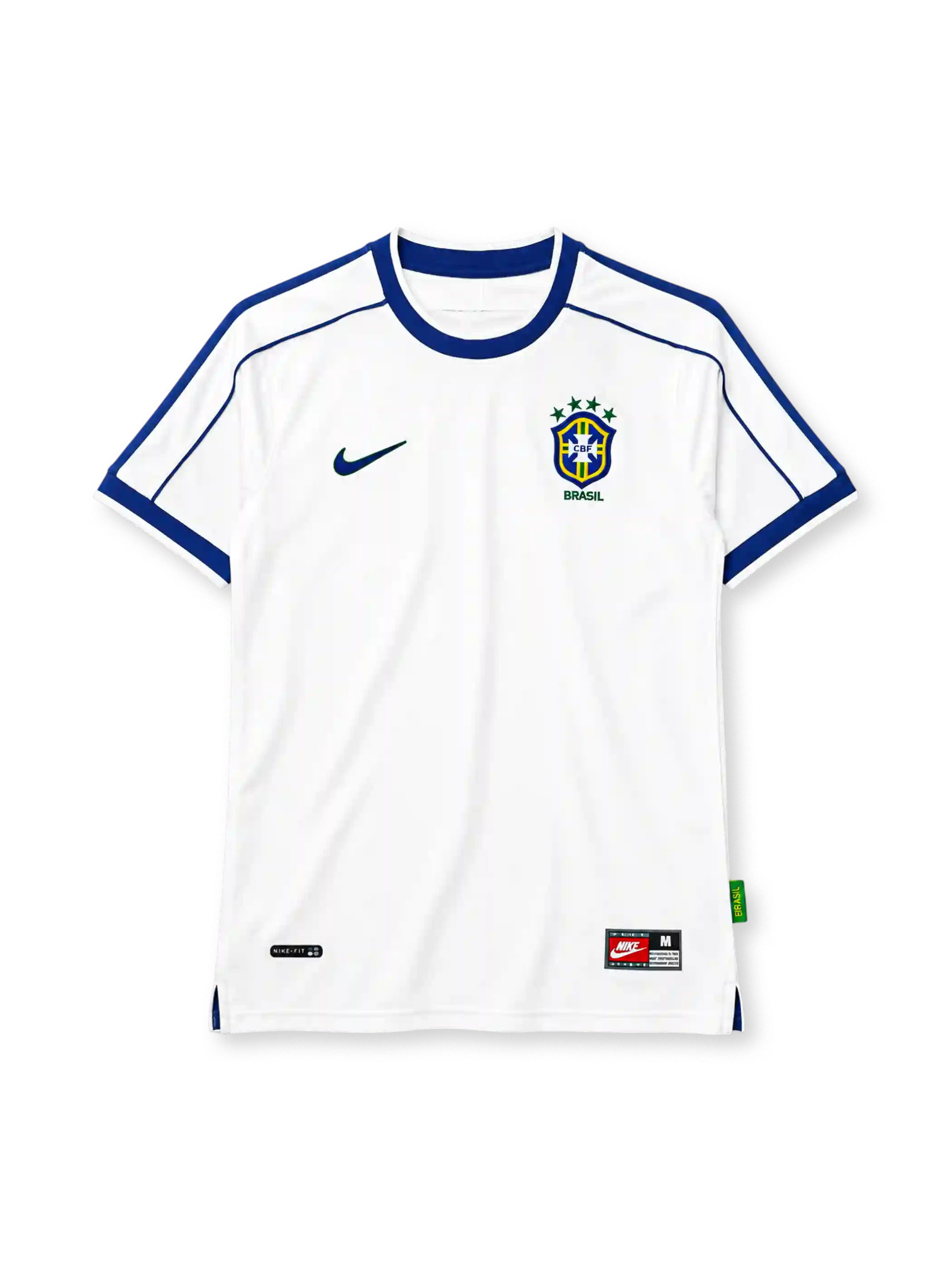 Brazil 1998 white jersey with blue trim and CBF crest