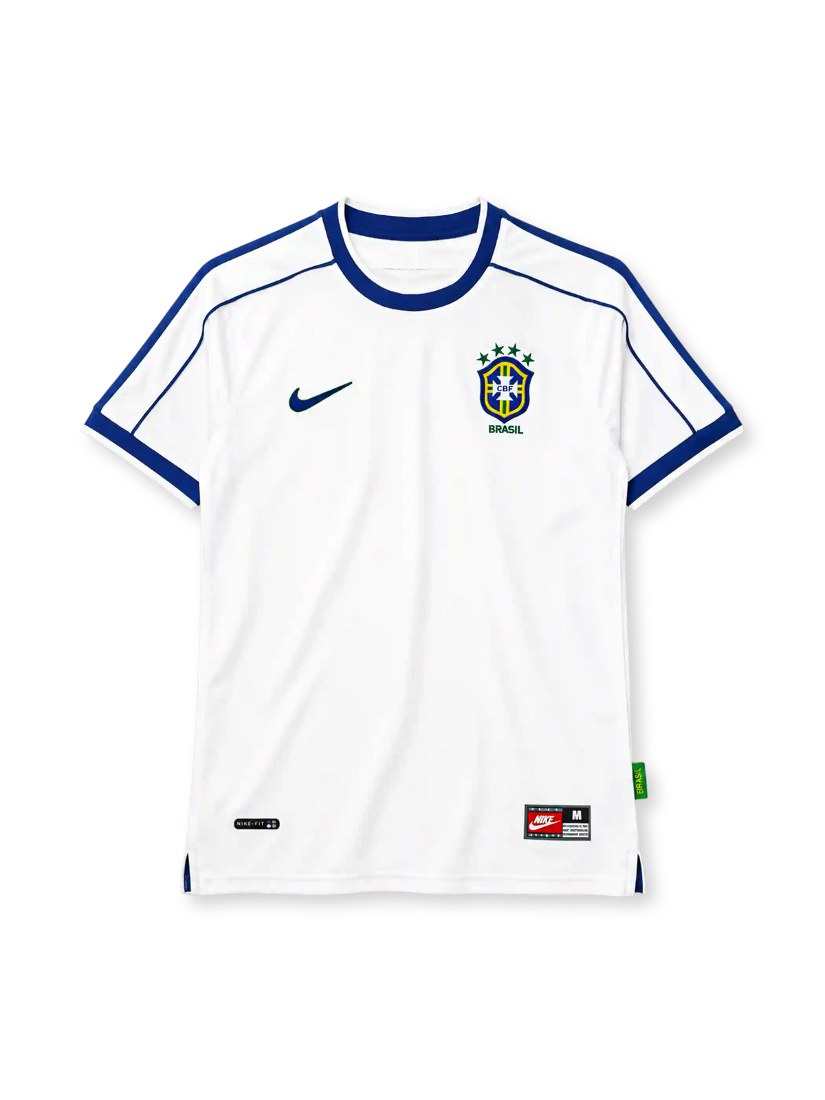 Brazil 1998 white jersey with blue trim and CBF crest