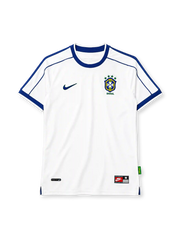 Brazil 1998 white jersey with blue trim and CBF crest