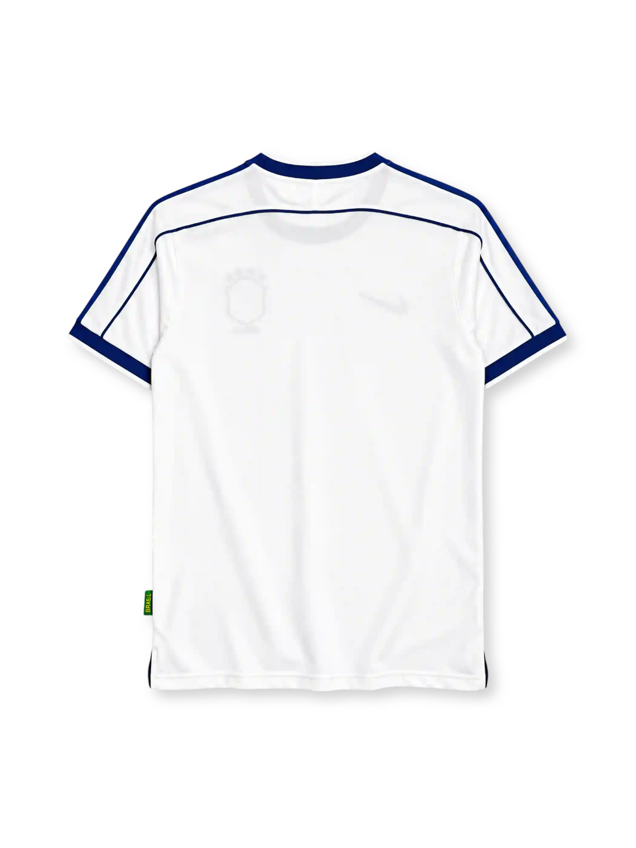 Brazil 1998 white jersey with blue trim and CBF crest