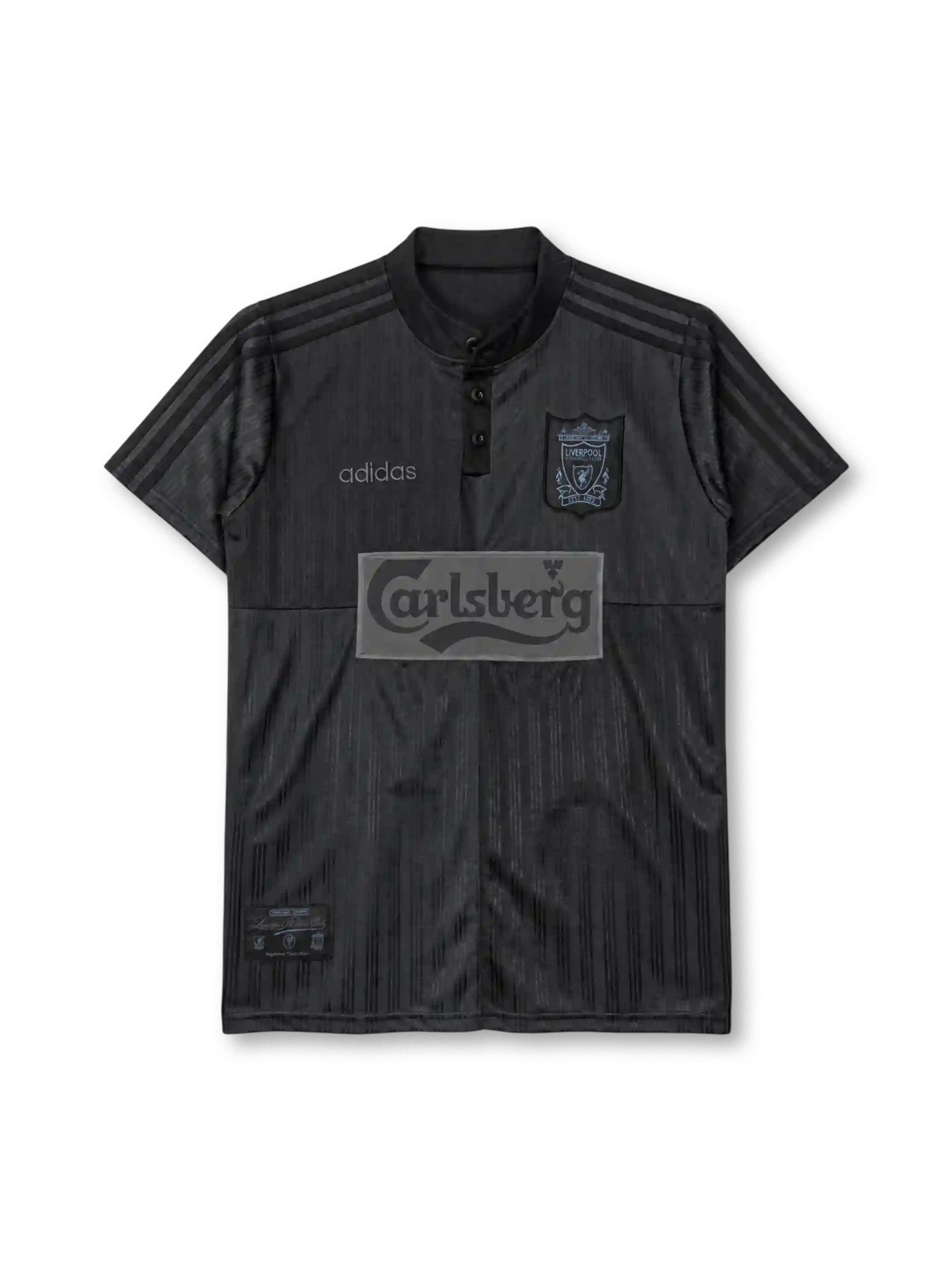 Liverpool 1995-96 special edition jersey in all black with tonal Carlsberg logo