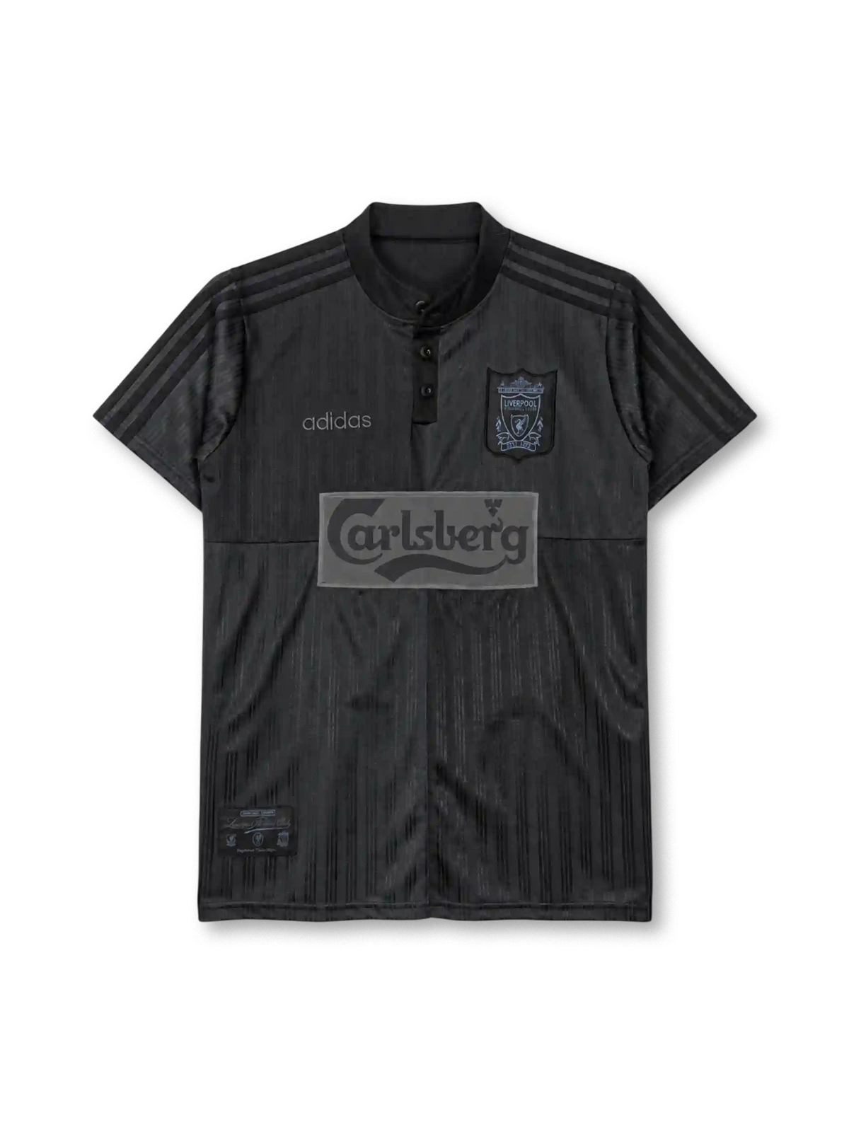 Liverpool 1995-96 special edition jersey in all black with tonal Carlsberg logo