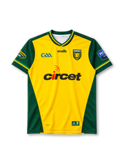 Donegal GAA home jersey in yellow and green with county crest and Circet sponsor