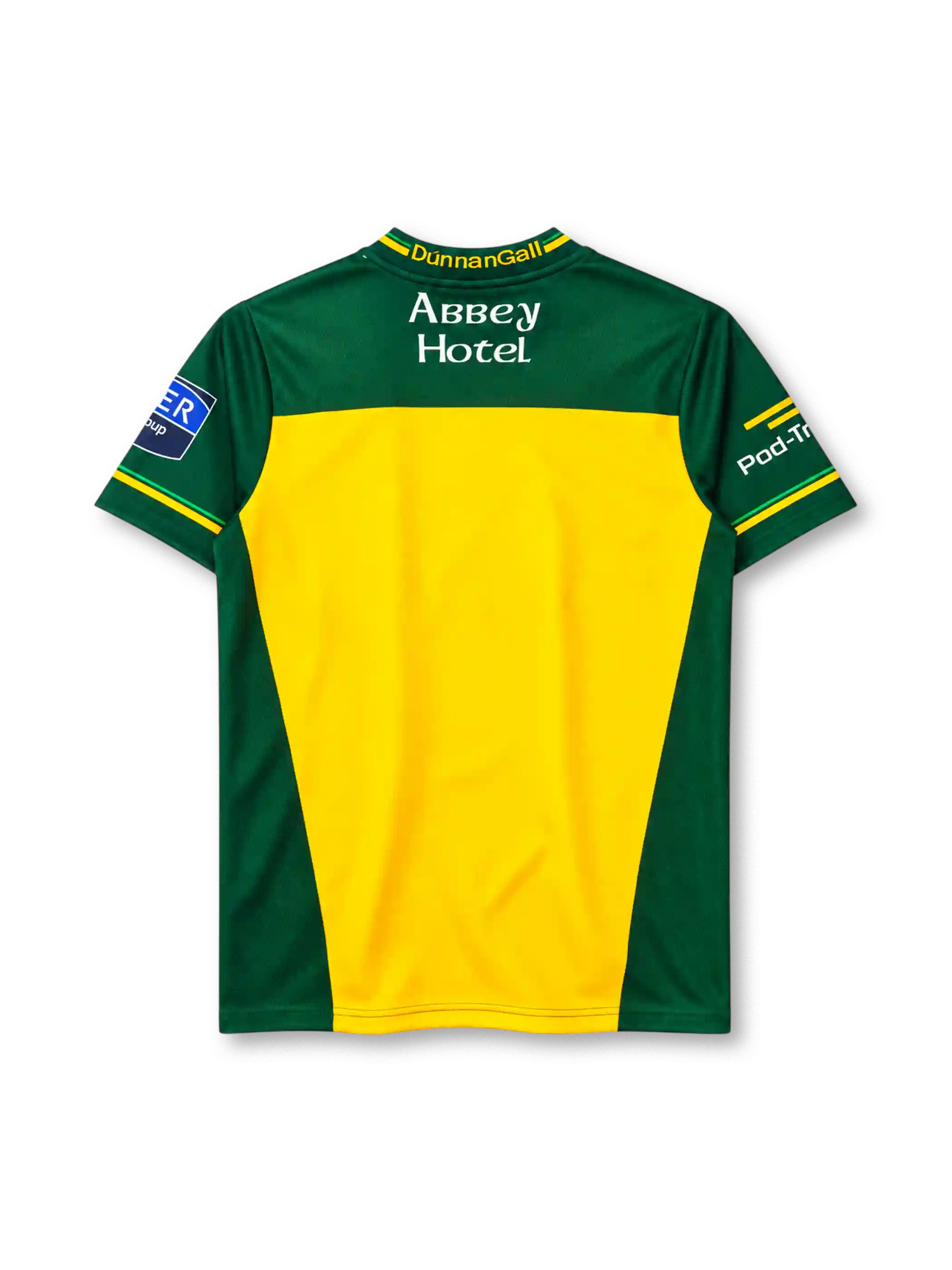 Donegal GAA home jersey in yellow and green with county crest and Circet sponsor