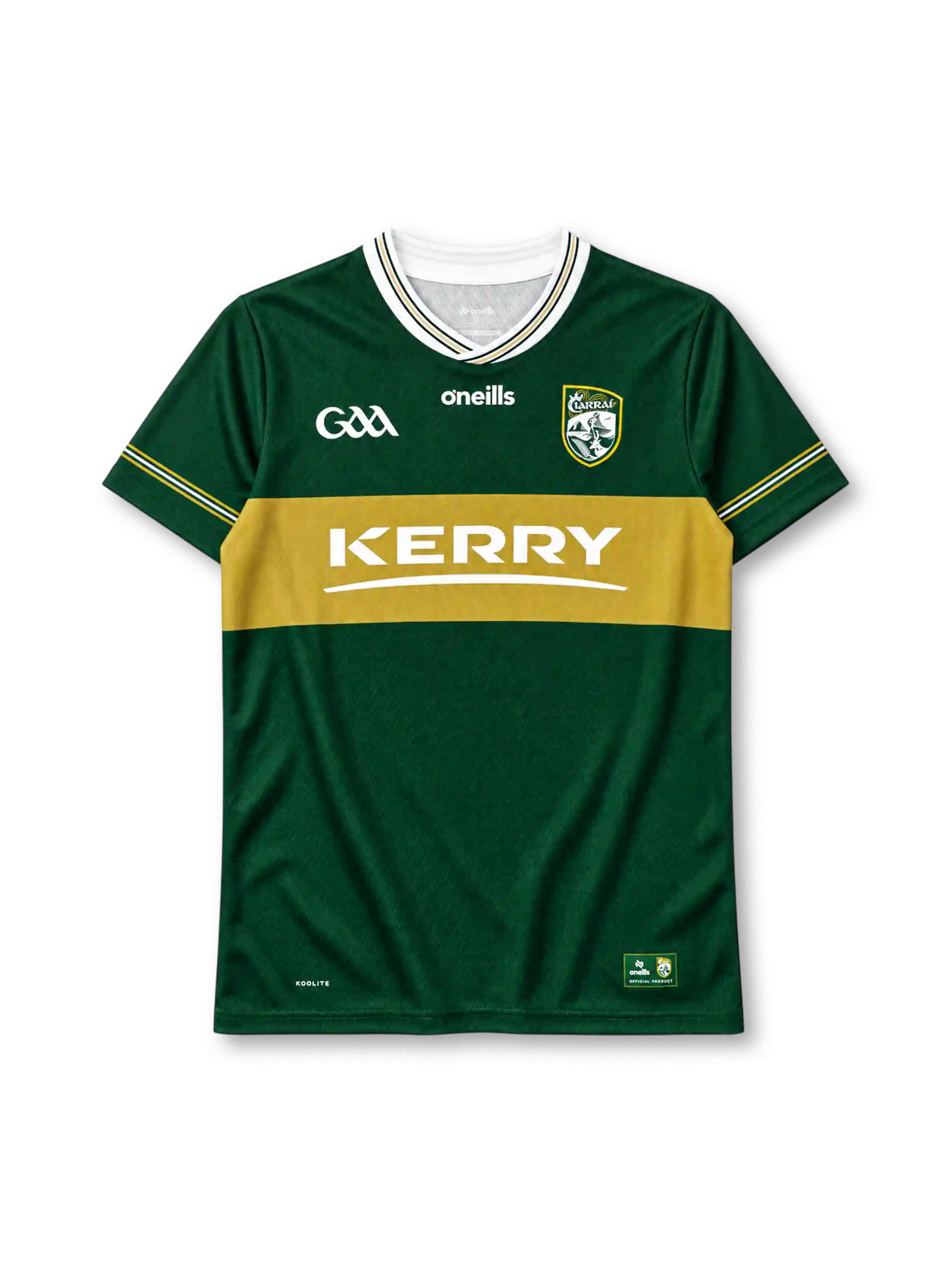 Kerry GAA home jersey in green with gold chest band and Ciarrai crest
