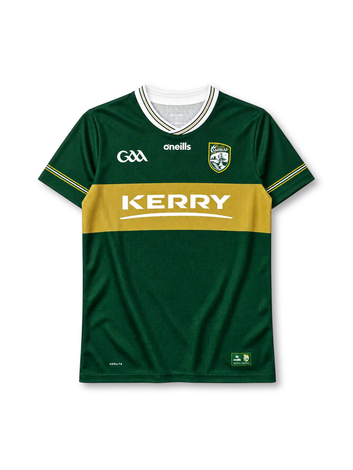 Kerry GAA home jersey in green with gold chest band and Ciarrai crest