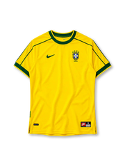 Brazil 1998 home jersey in yellow with green trim and CBF crest