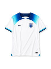 England 2022 home jersey in white with blue gradient shoulders and Three Lions crest