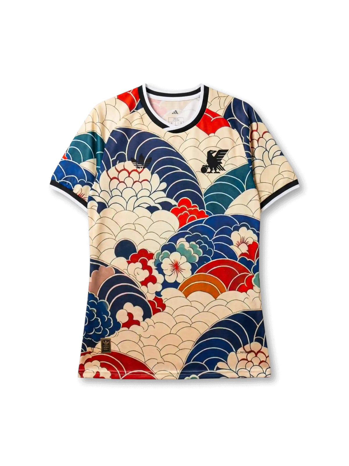 Japan 26/27 Layered Waves special edition jersey front with seigaiha wave and floral all-over print