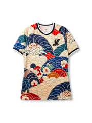 Japan 26/27 Layered Waves special edition jersey front with seigaiha wave and floral all-over print