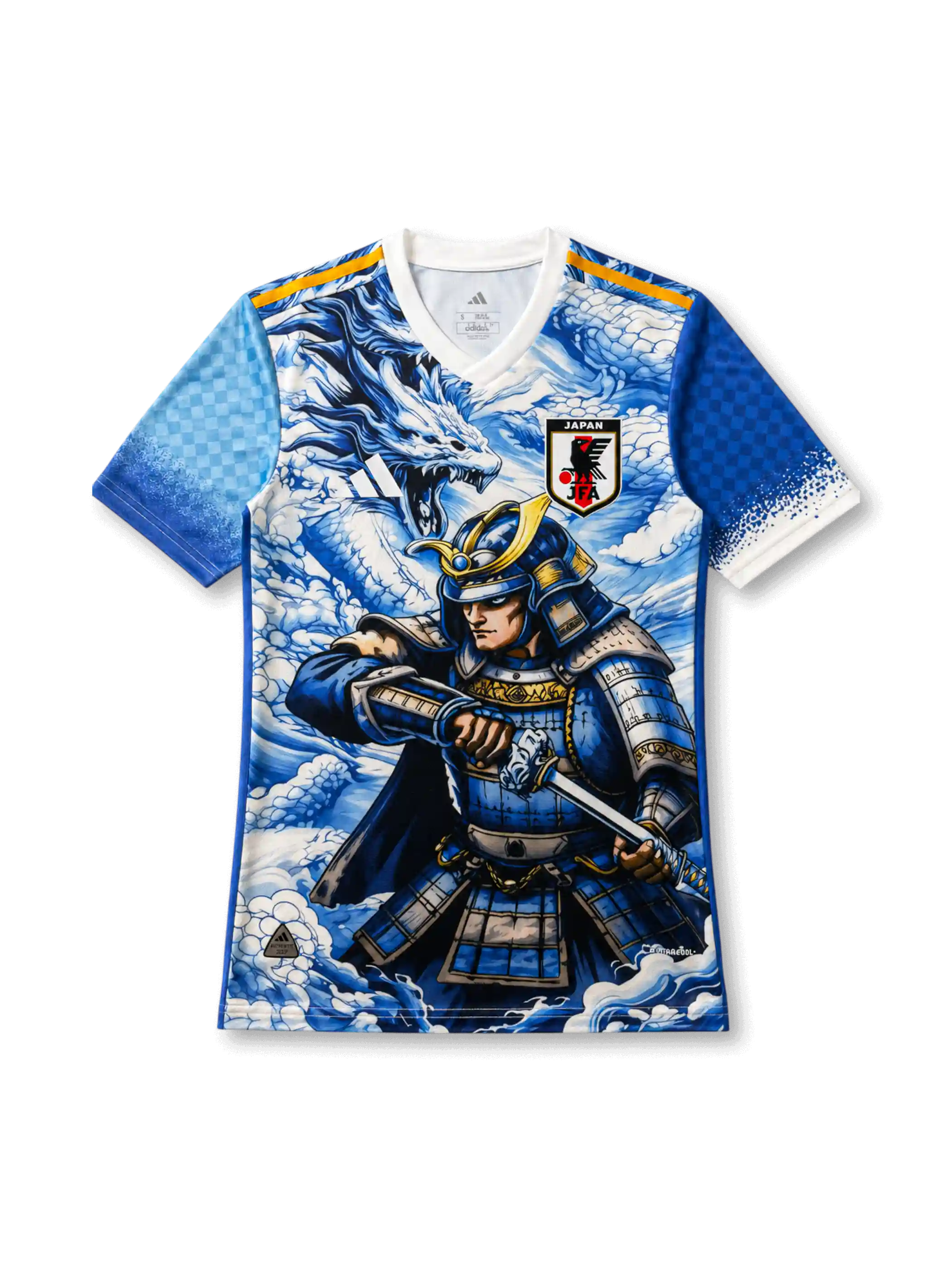Japan 26/27 Samurai Dragon special edition jersey front with samurai warrior and blue dragon graphic