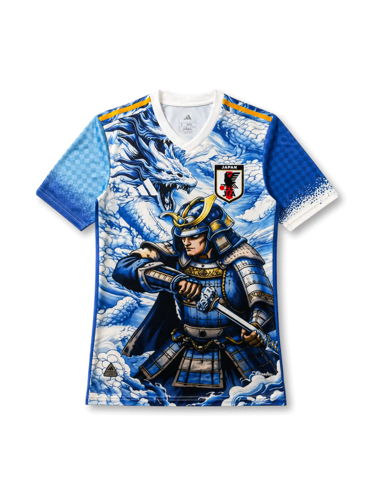 Japan 26/27 Samurai Dragon special edition jersey front with samurai warrior and blue dragon graphic