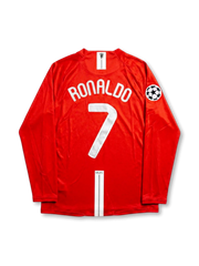 Manchester United 2008 Champions League Final Home Long Sleeve Shirt #7 Ronaldo