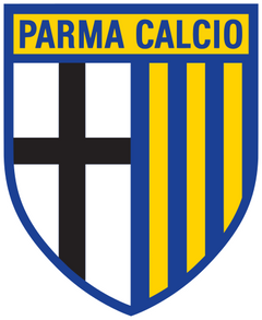 White and black with a classic cross. Parma Calcio 1913｜Heritage Collection logo